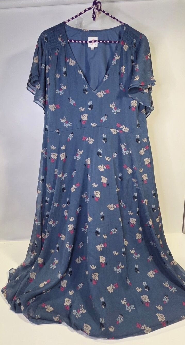 The Nines by Hatch Blue Floral Maxi Dress XX Large